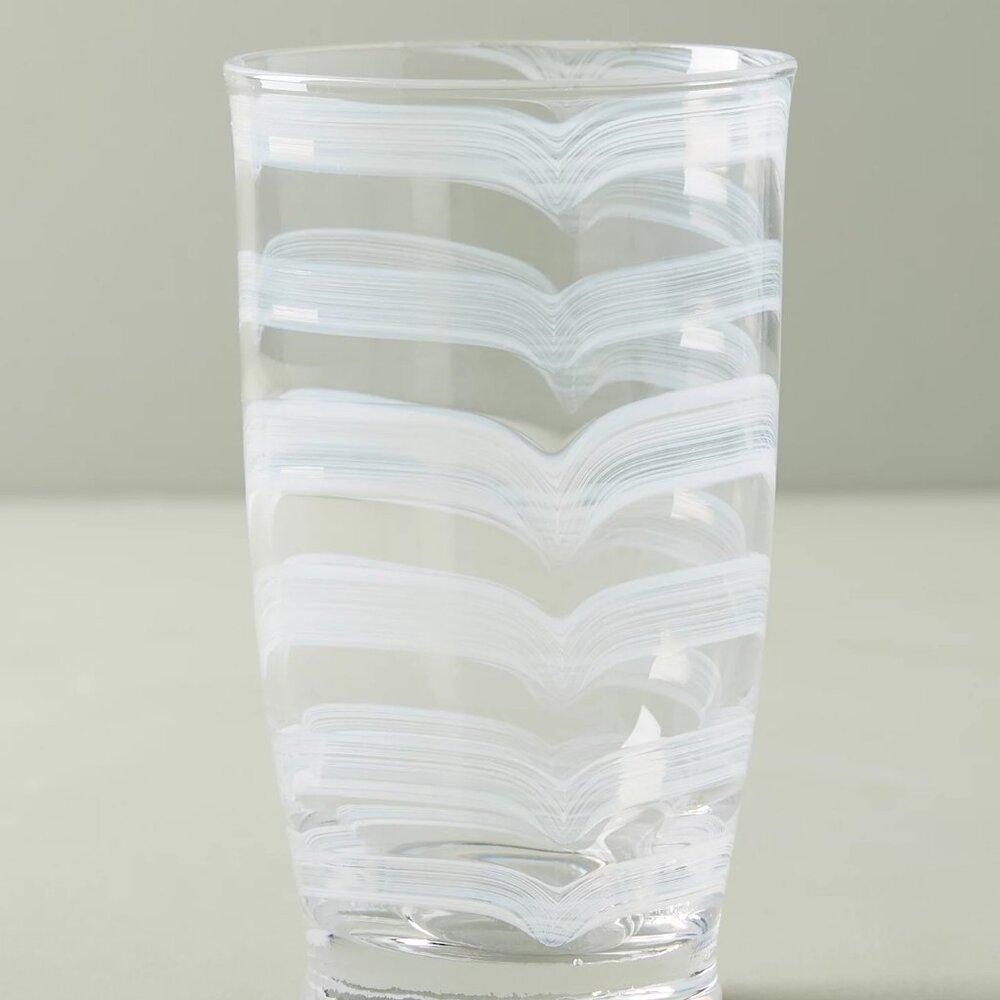 *~*2 anthropologie Lottie High Ball Drinking Glasses Swirls Hand Blown Nord…